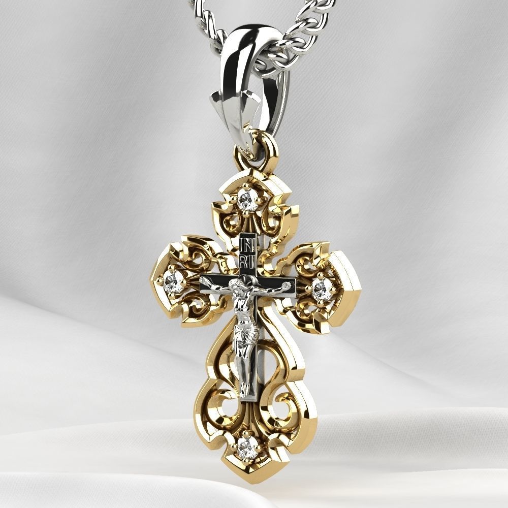 Gold Cross With Crucifixion 3D print model_14