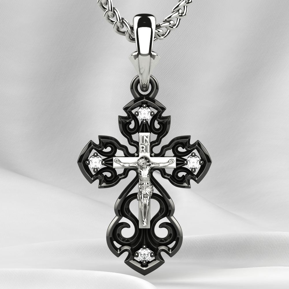Gold Cross With Crucifixion 3D print model_8