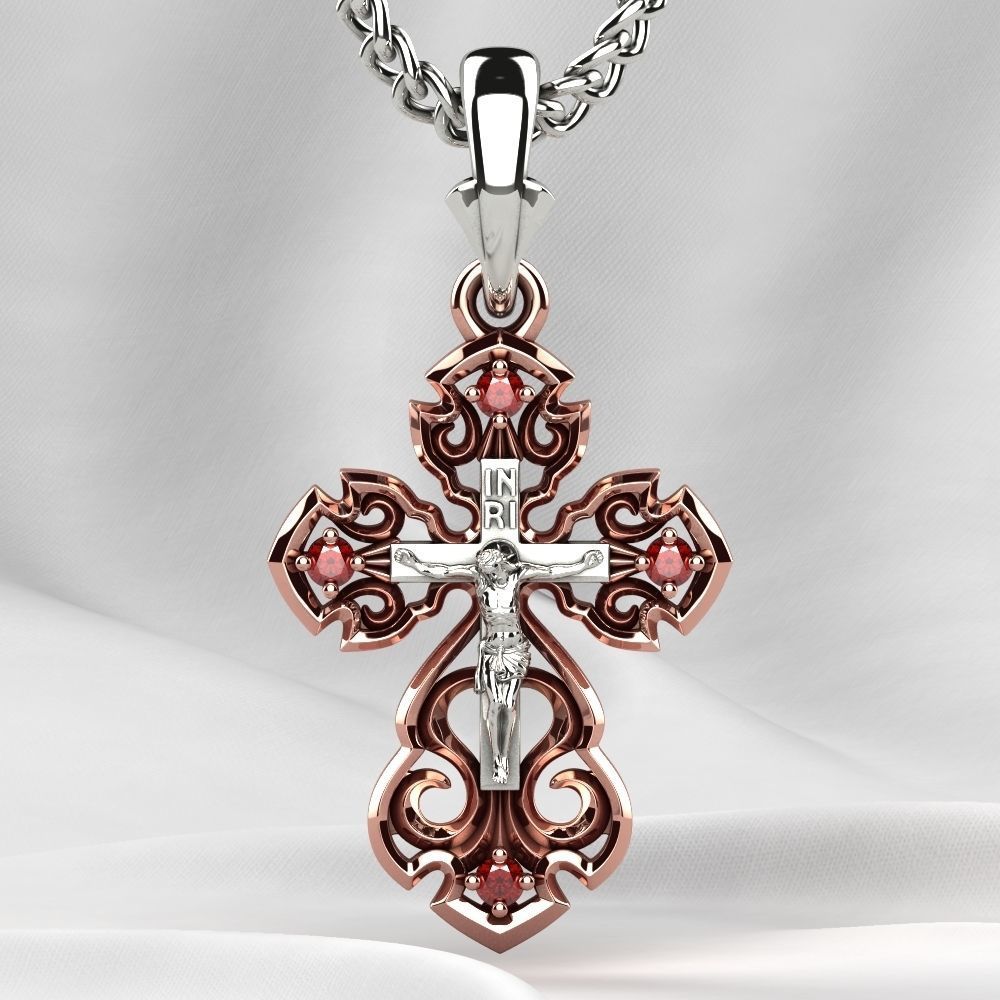 Gold Cross With Crucifixion 3D print model_5