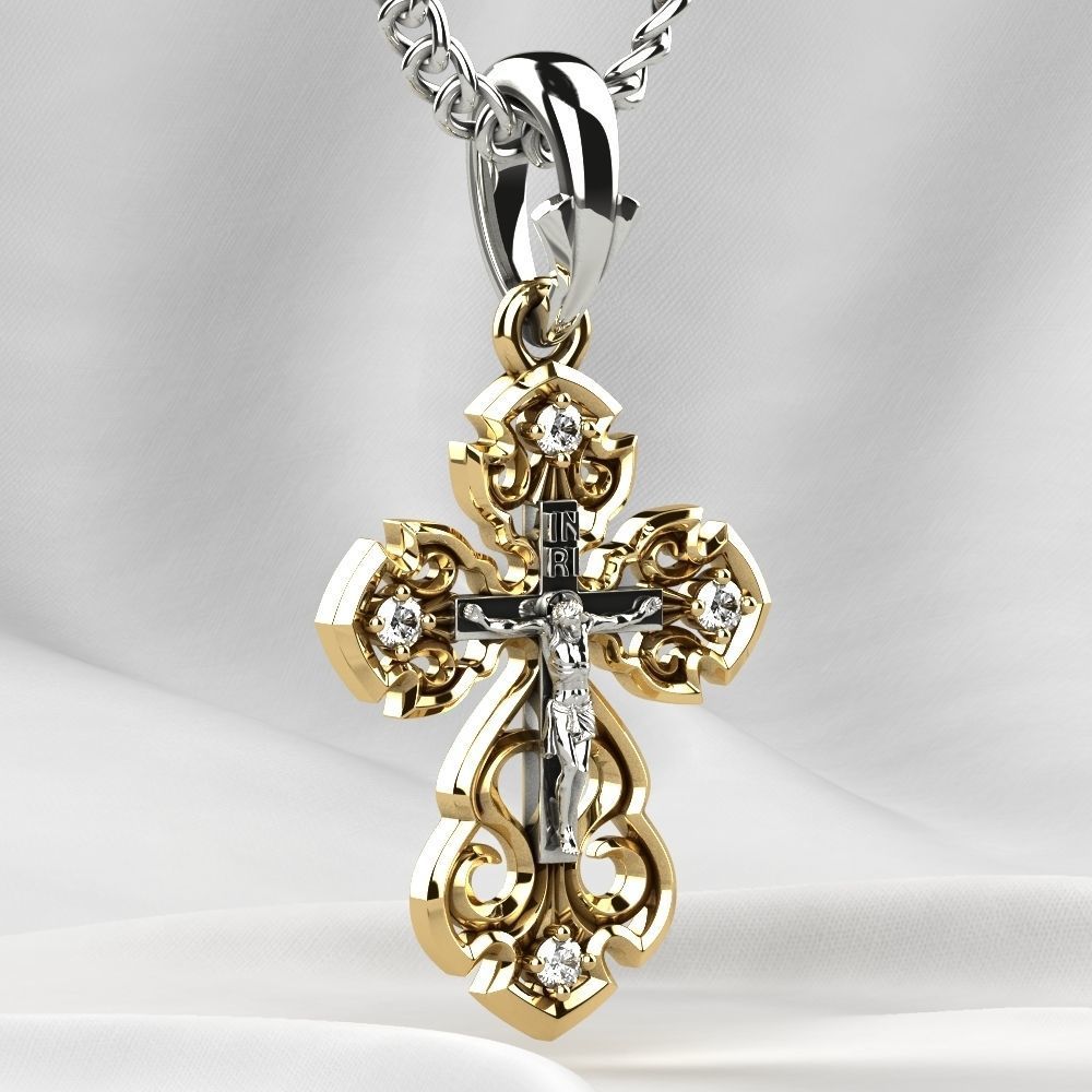 Gold Cross With Crucifixion 3D print model_12