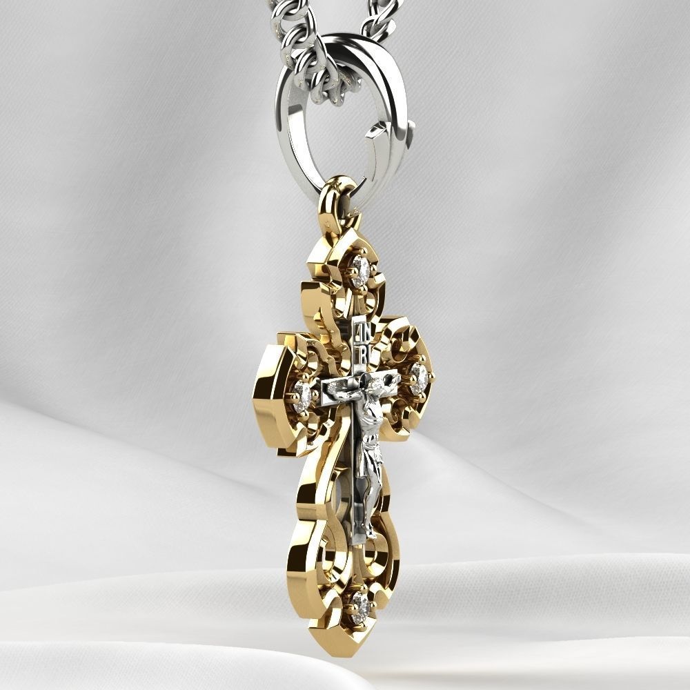 Gold Cross With Crucifixion 3D print model_11