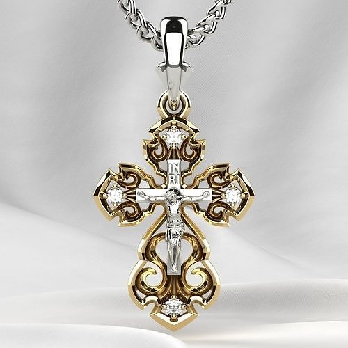 Gold Cross With Crucifixion 3D print model