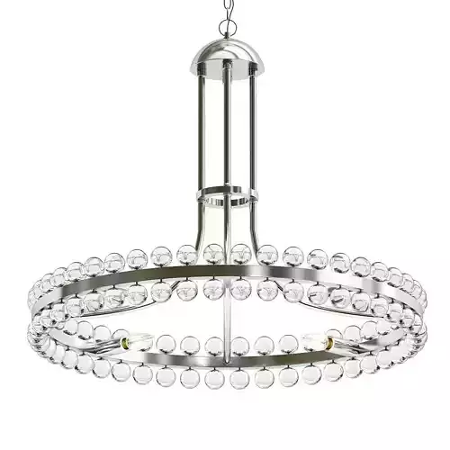 Untitled chandelier with glass beads and chrome finish