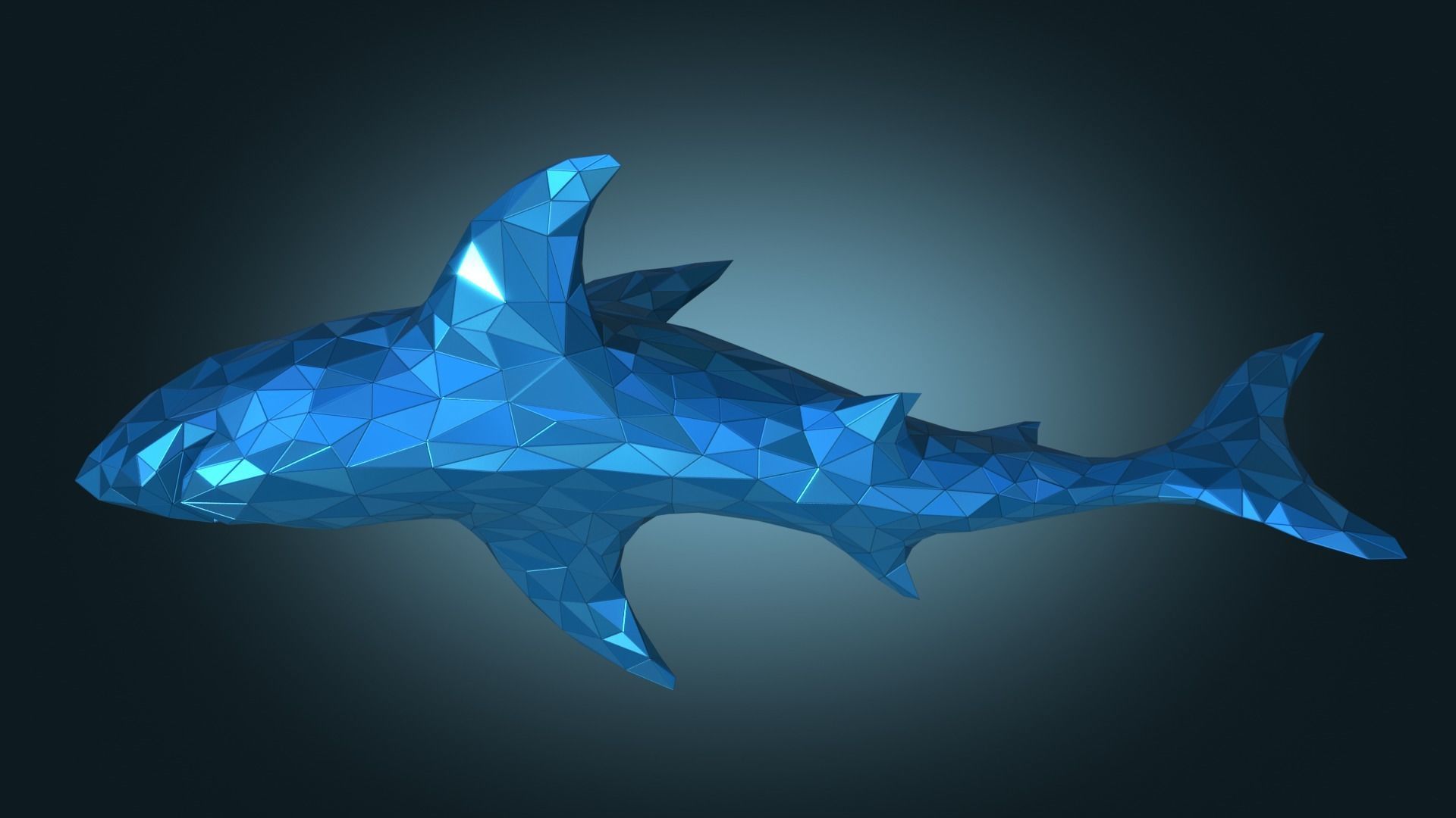 Stylized Shark Figure Low-poly 3D model_4
