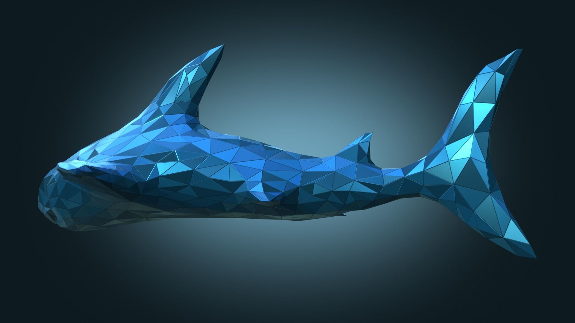 Stylized Shark Figure Low-poly 3D model_3