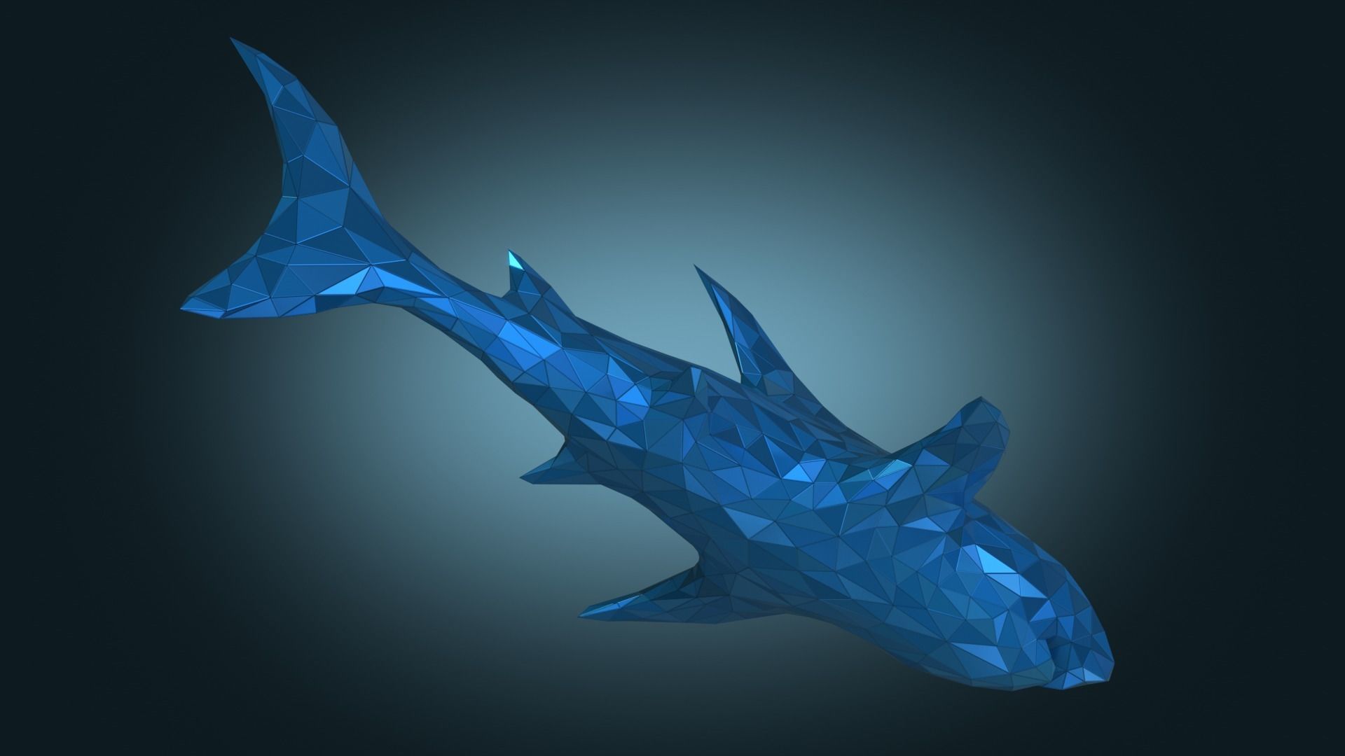 Stylized Shark Figure Low-poly 3D model_9