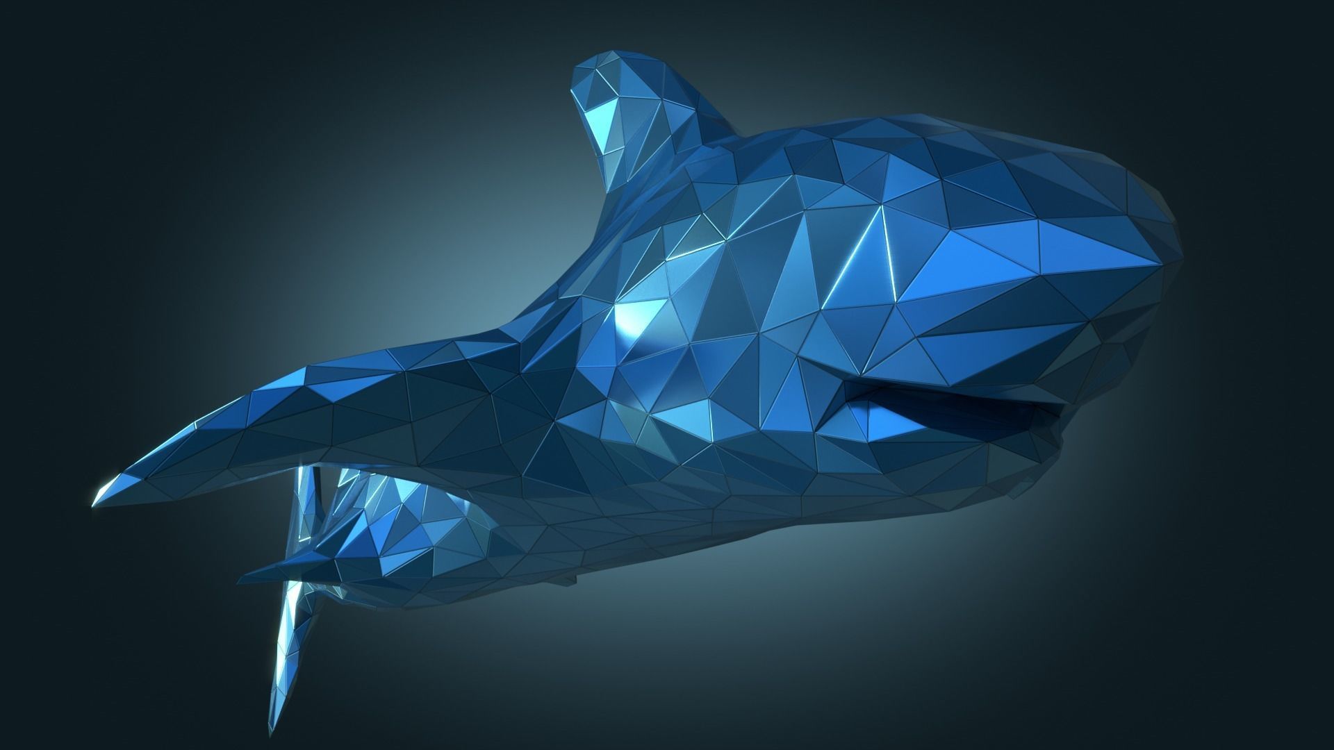 Stylized Shark Figure Low-poly 3D model_7
