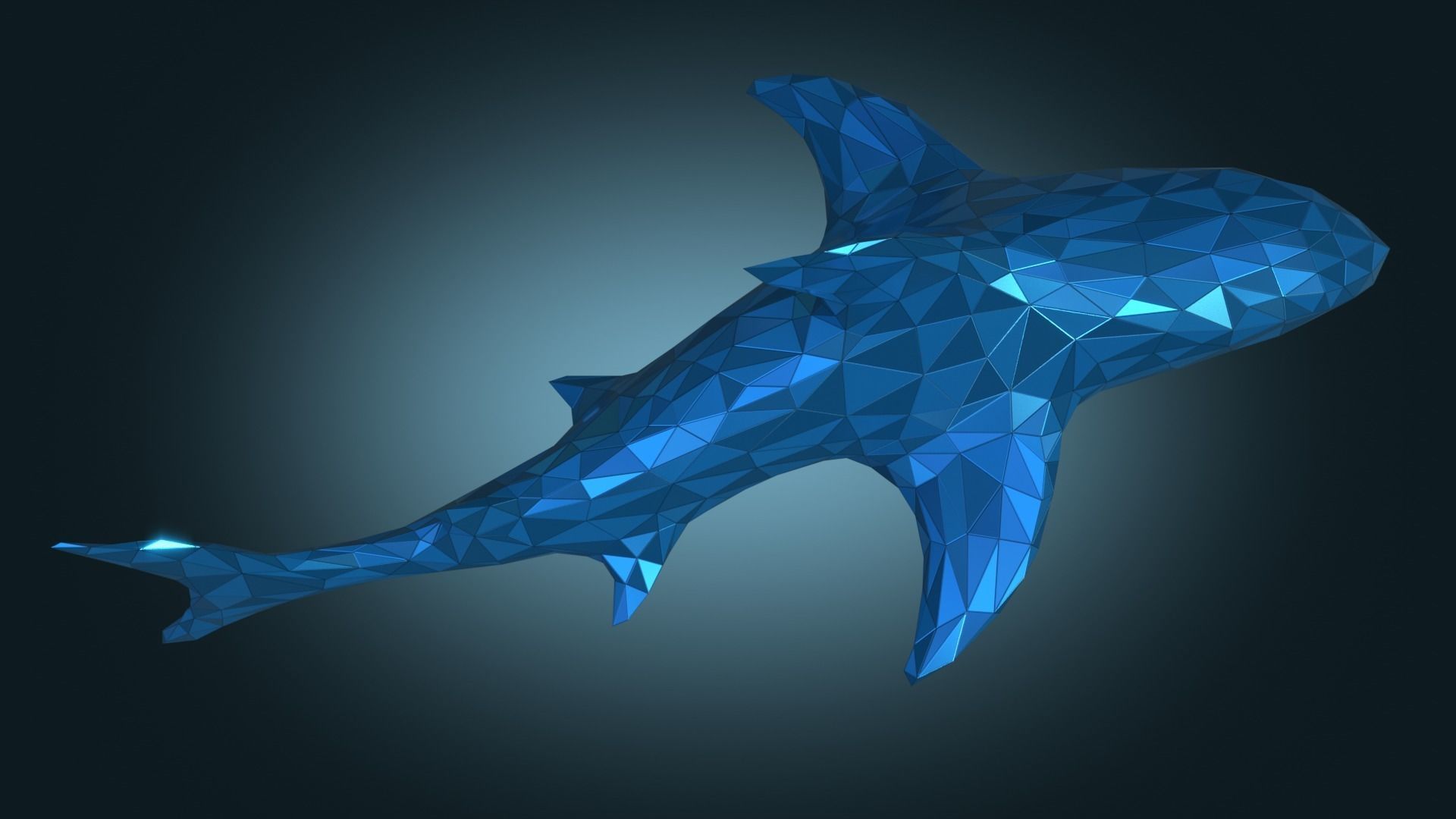 Stylized Shark Figure Low-poly 3D model_2