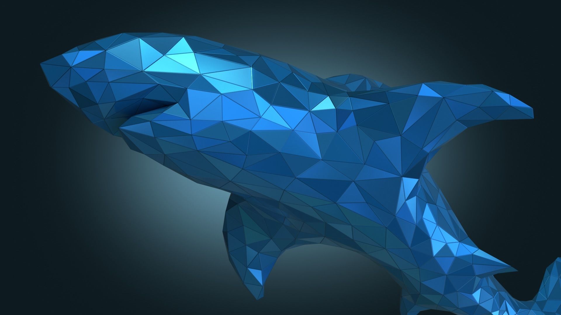Stylized Shark Figure Low-poly 3D model_5