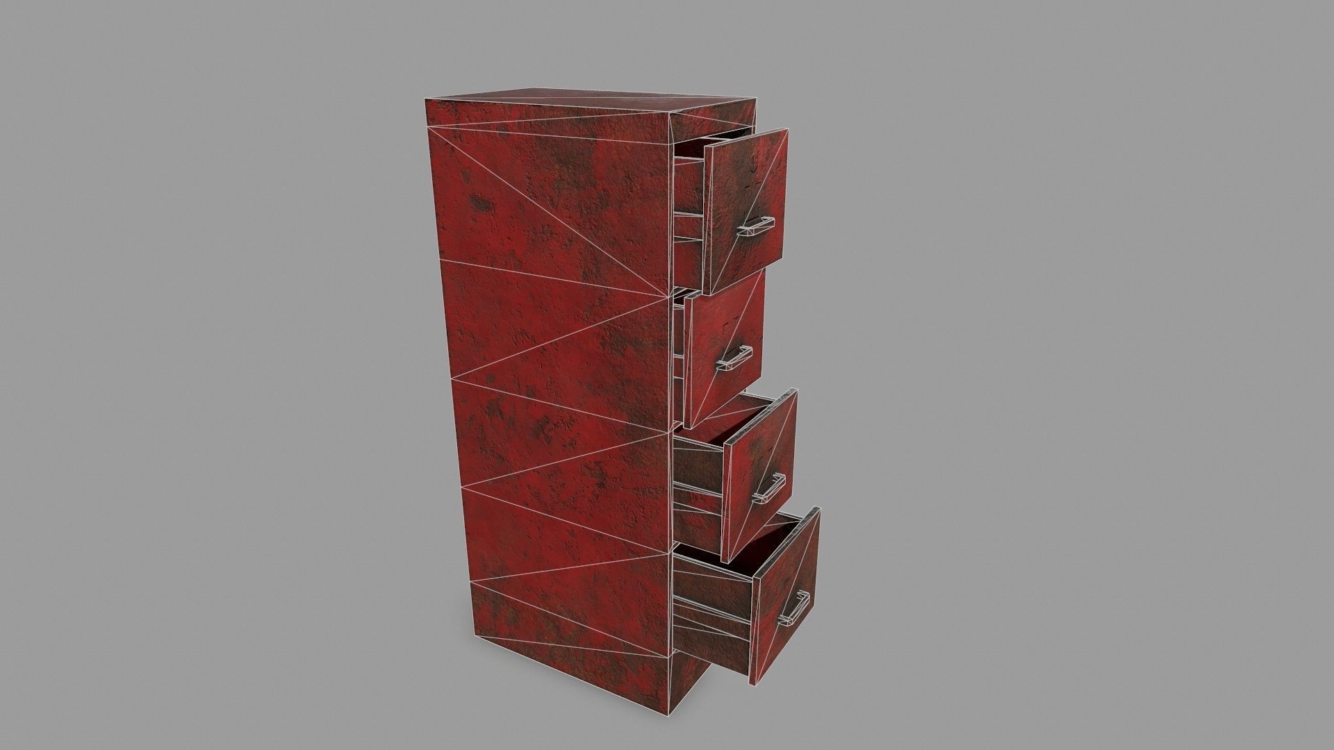 Cabinet metal with drawers Low-poly 3D model_11