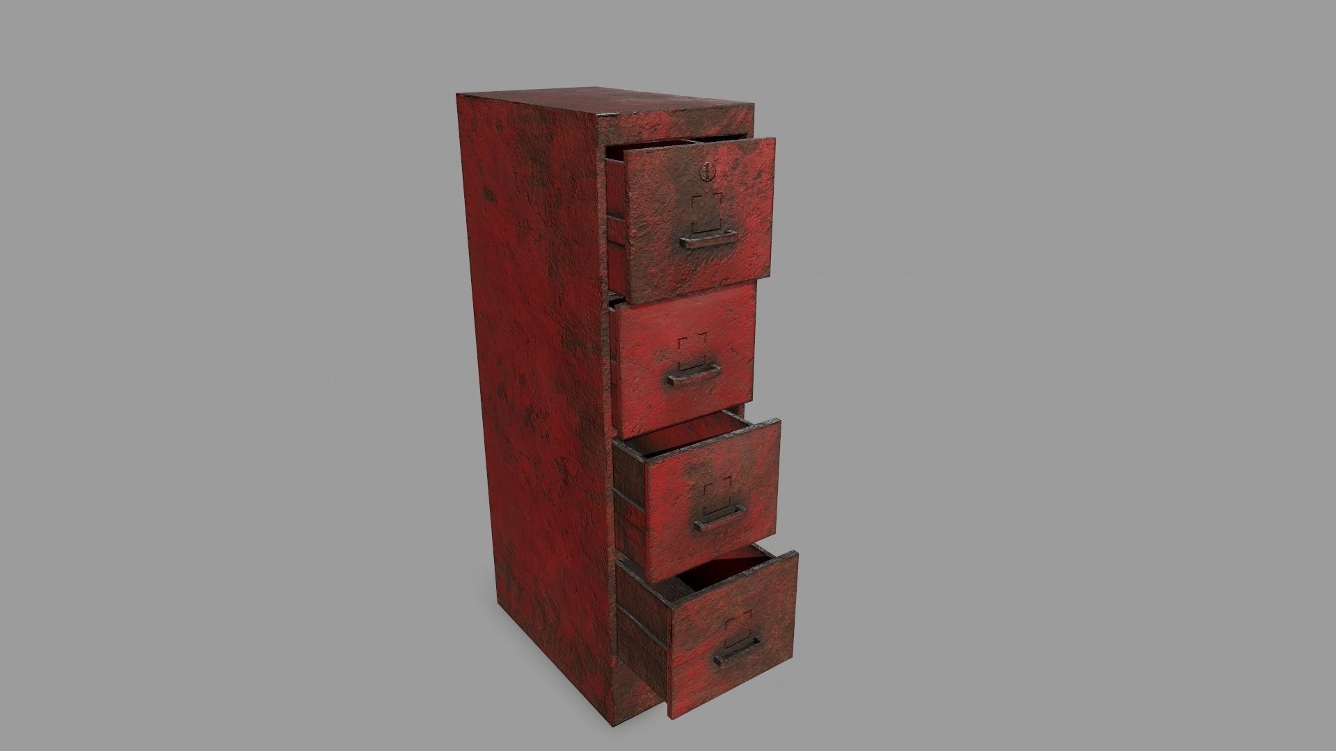 Cabinet metal with drawers Low-poly 3D model_3
