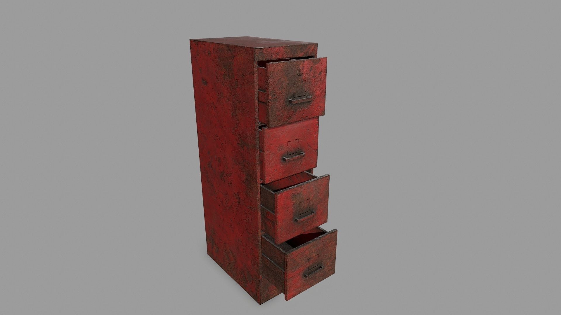 Cabinet metal with drawers Low-poly 3D model_10