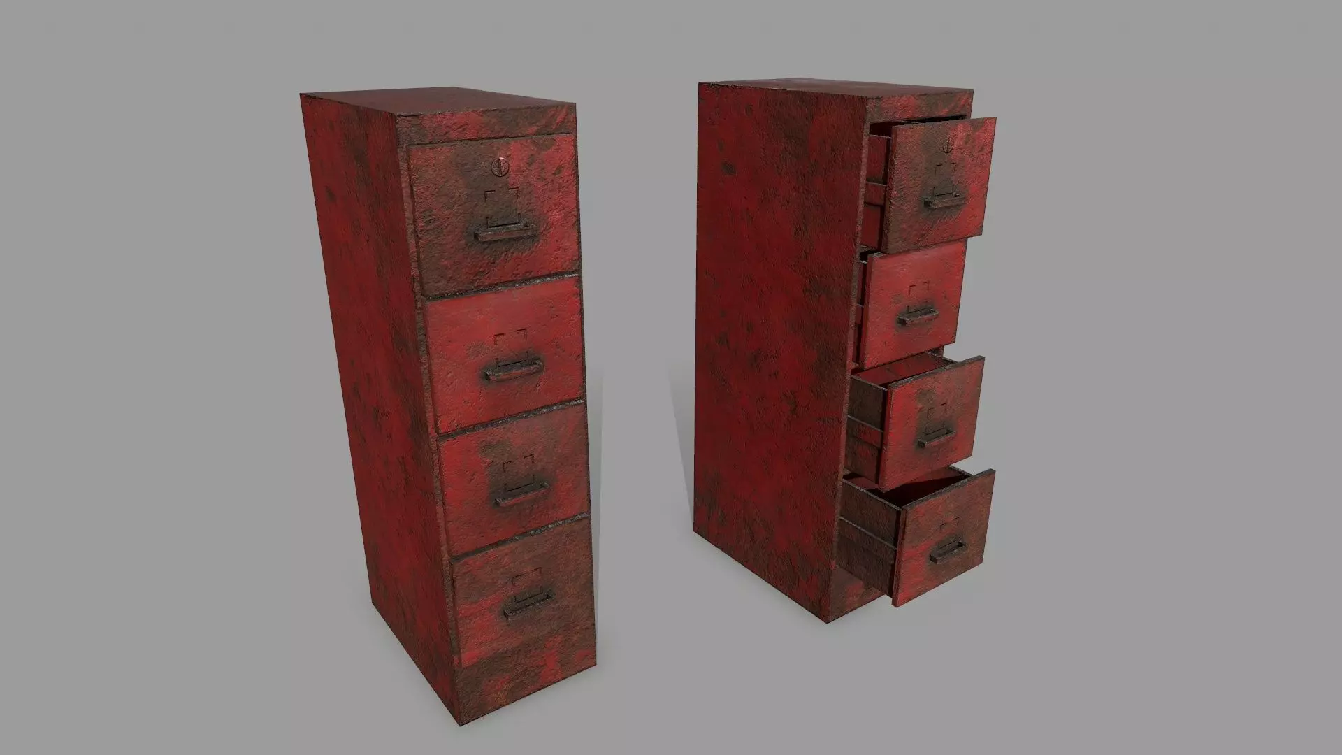 Cabinet metal with drawers Low-poly 3D model_1