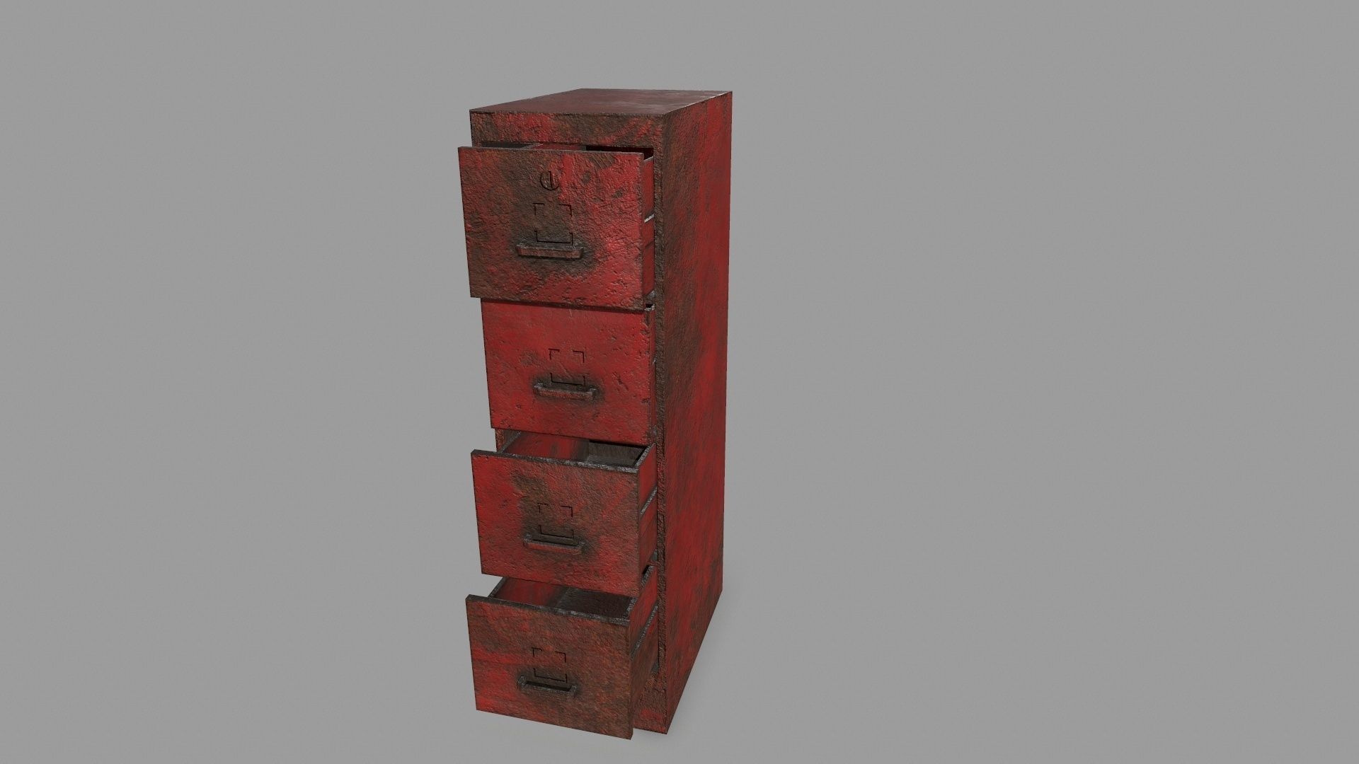 Cabinet metal with drawers Low-poly 3D model_9