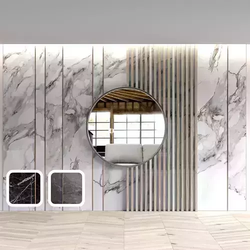 Marble panels with planks and mirror