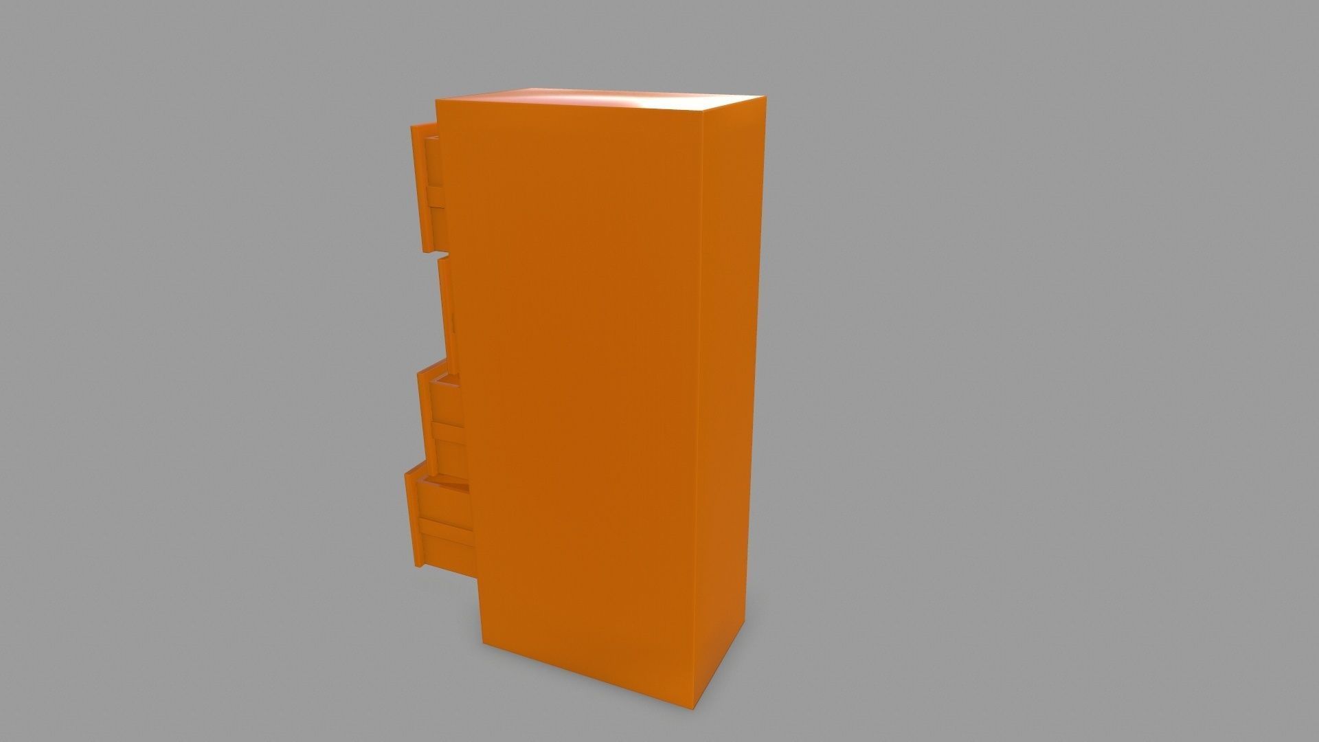Cabinet tall orange shelf Low-poly 3D model_7