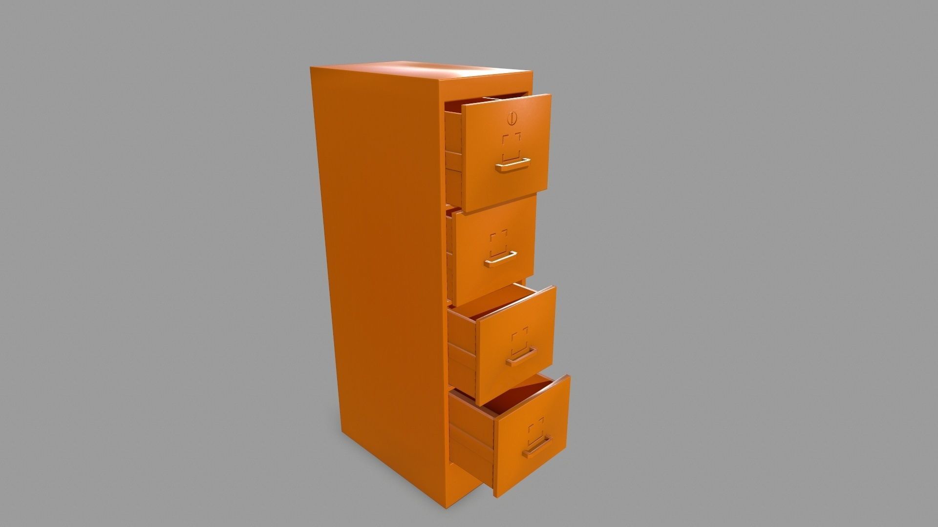 Cabinet tall orange shelf Low-poly 3D model_10