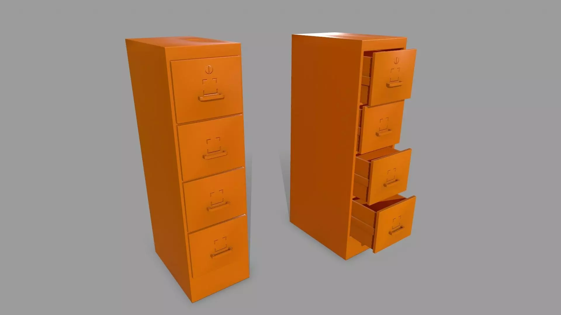 Cabinet tall orange shelf Low-poly 3D model_0