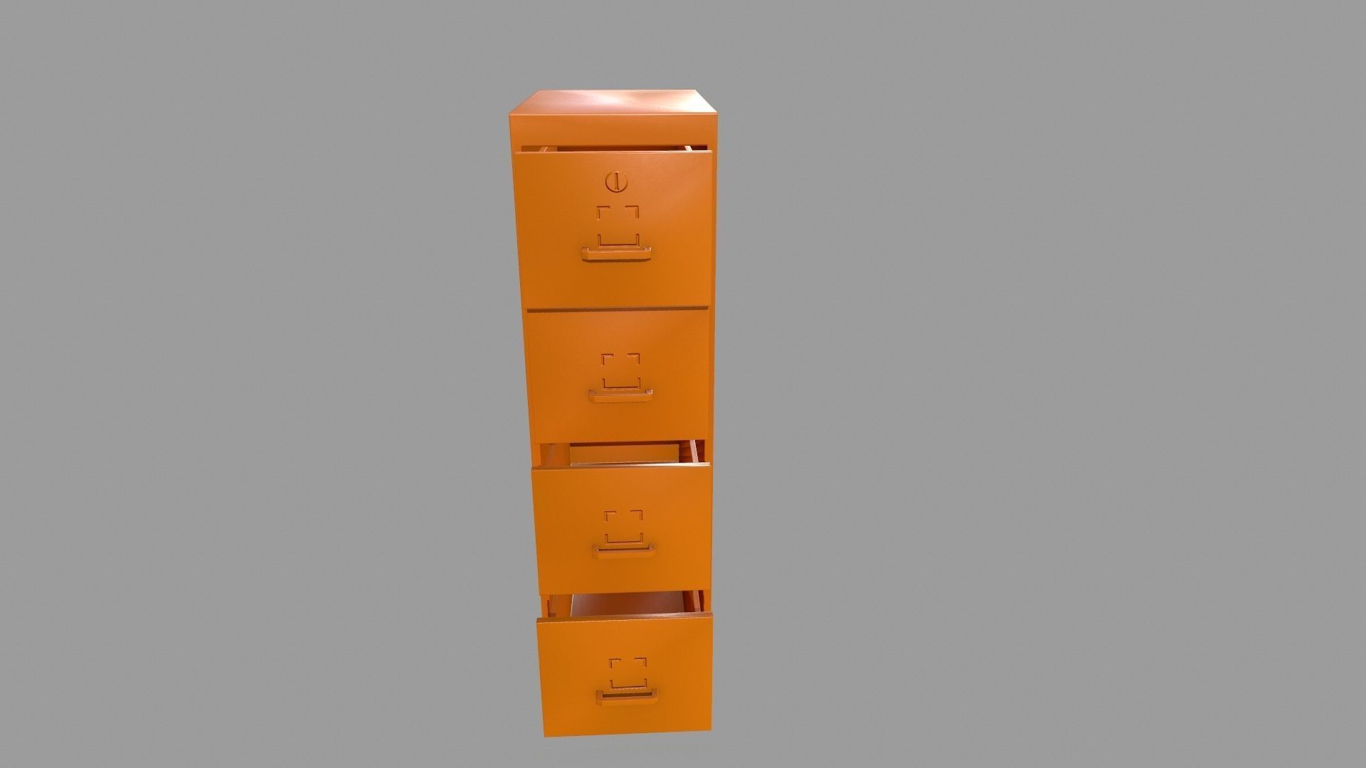 Cabinet tall orange shelf Low-poly 3D model_9