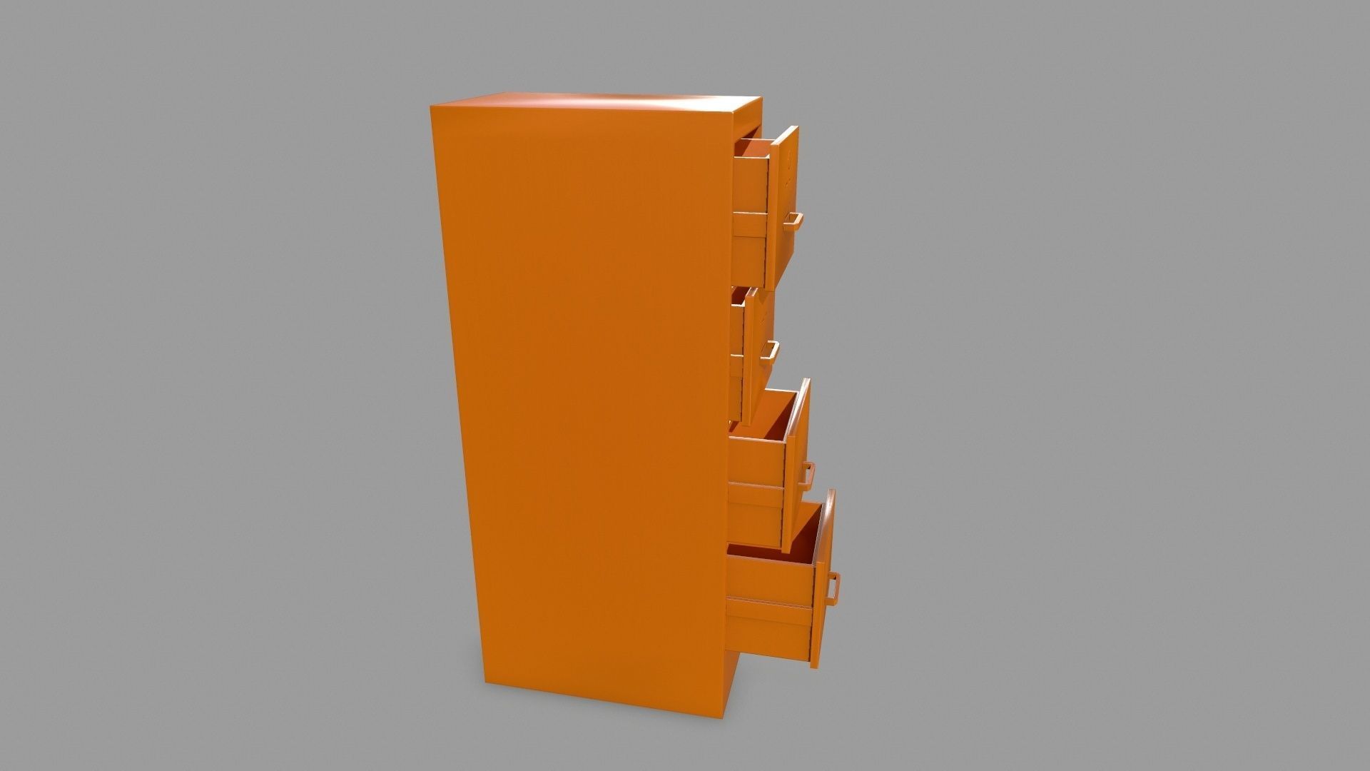 Cabinet tall orange shelf Low-poly 3D model_4
