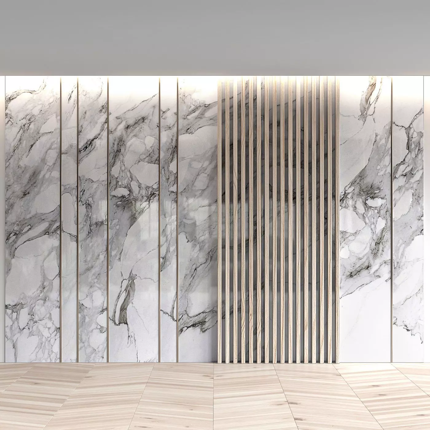 Marble panels with planks 3D model