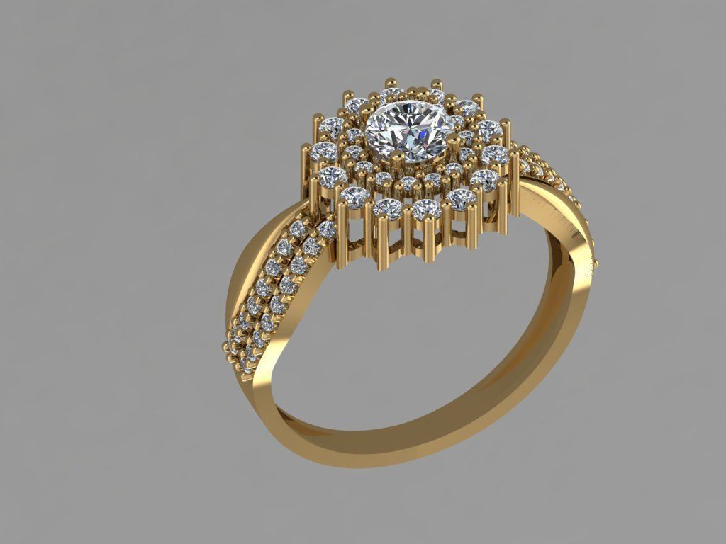 GC GOLD T106- Diamond solitarie gold ring 3D print model_3