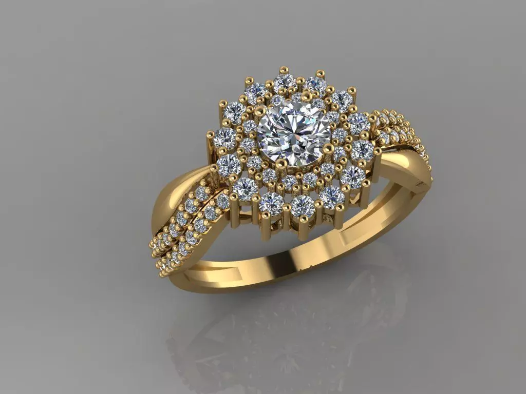 GC GOLD T106- Diamond solitarie gold ring 3D print model_0