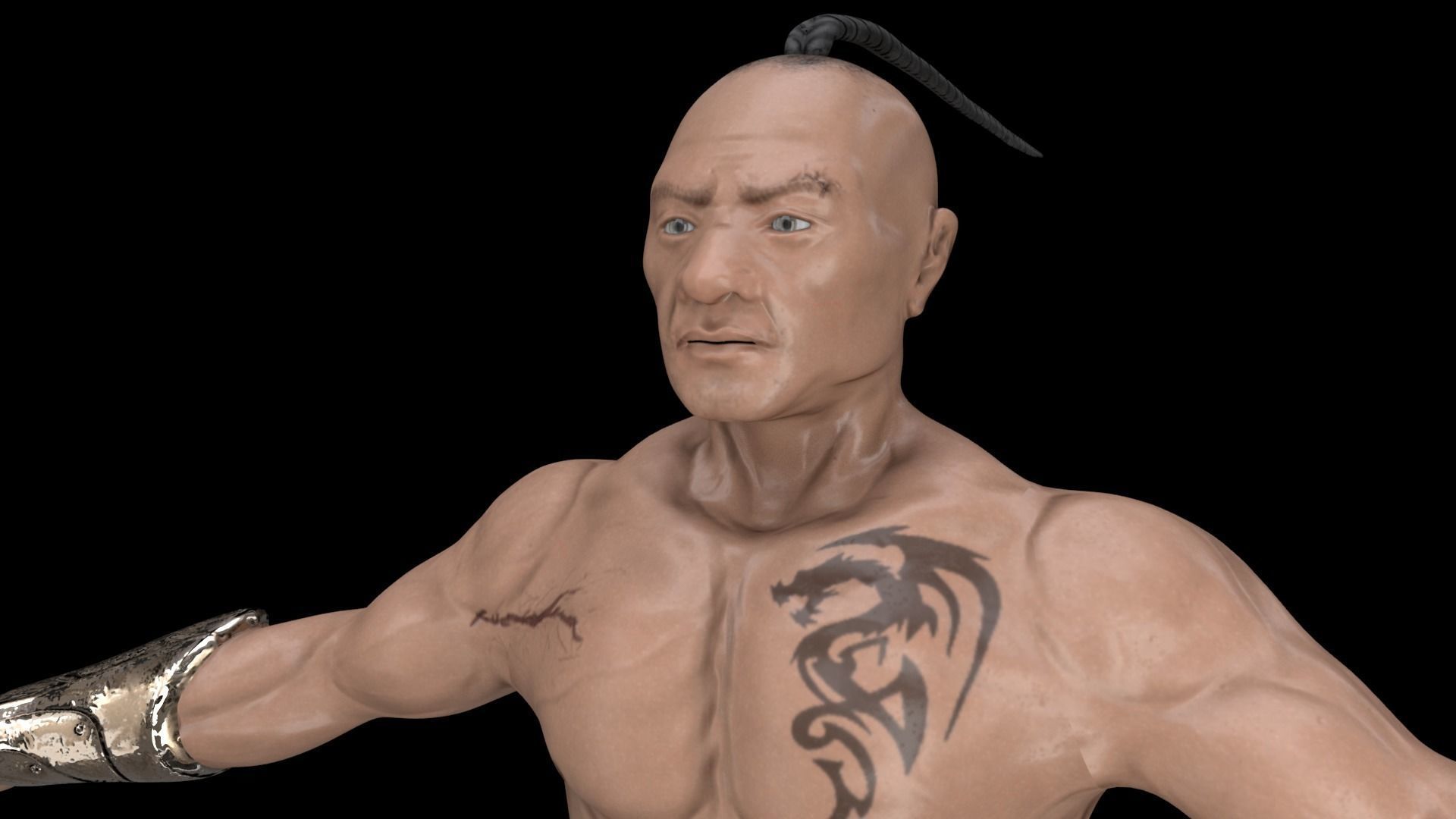 Fighter wrestler Low-poly 3D model_3