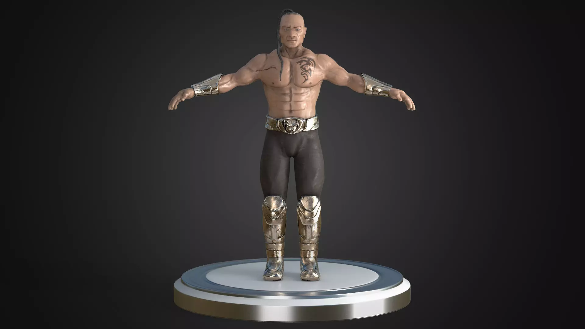 Fighter wrestler Low-poly 3D model_0