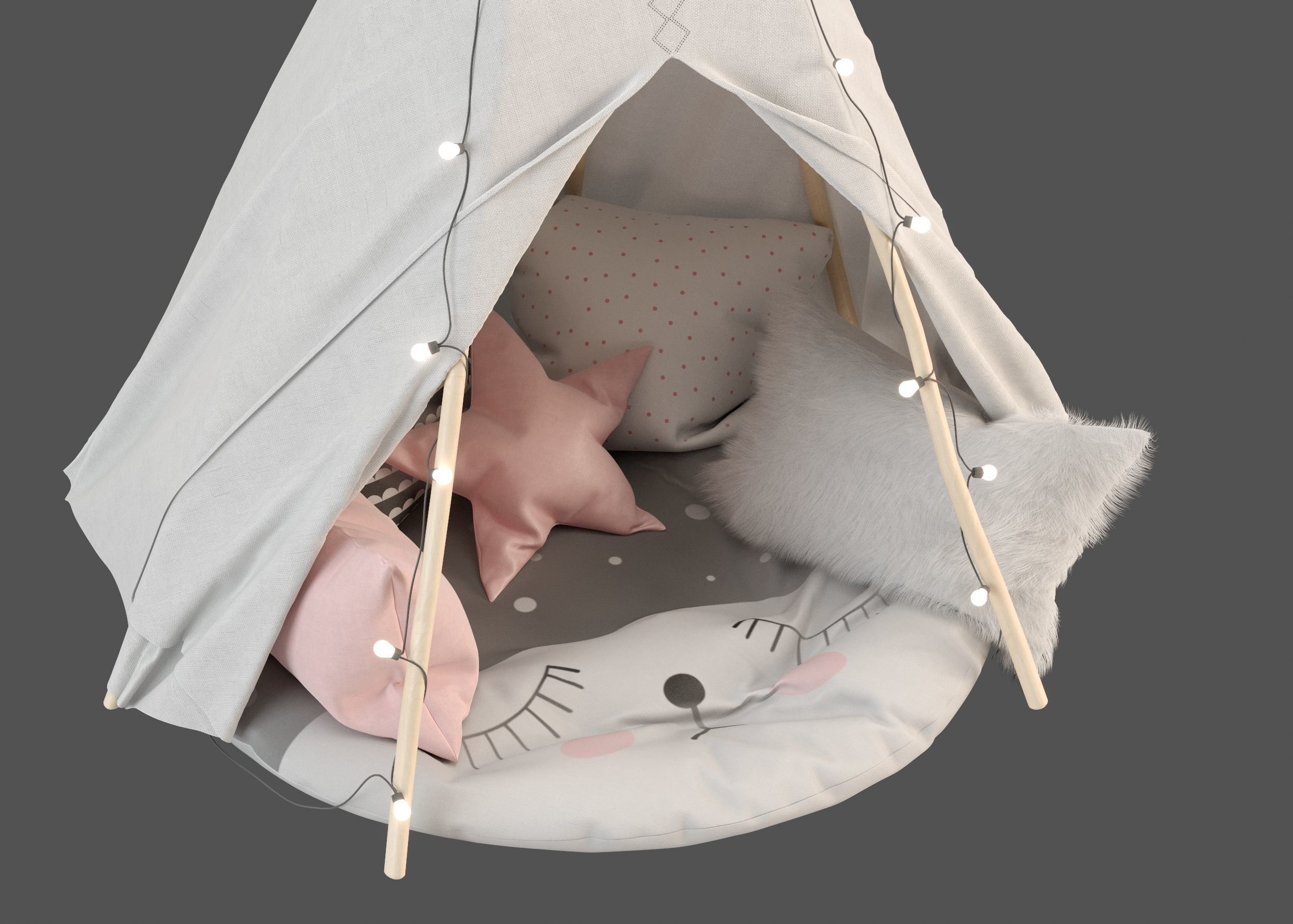 Kids Teepee 3D model_3
