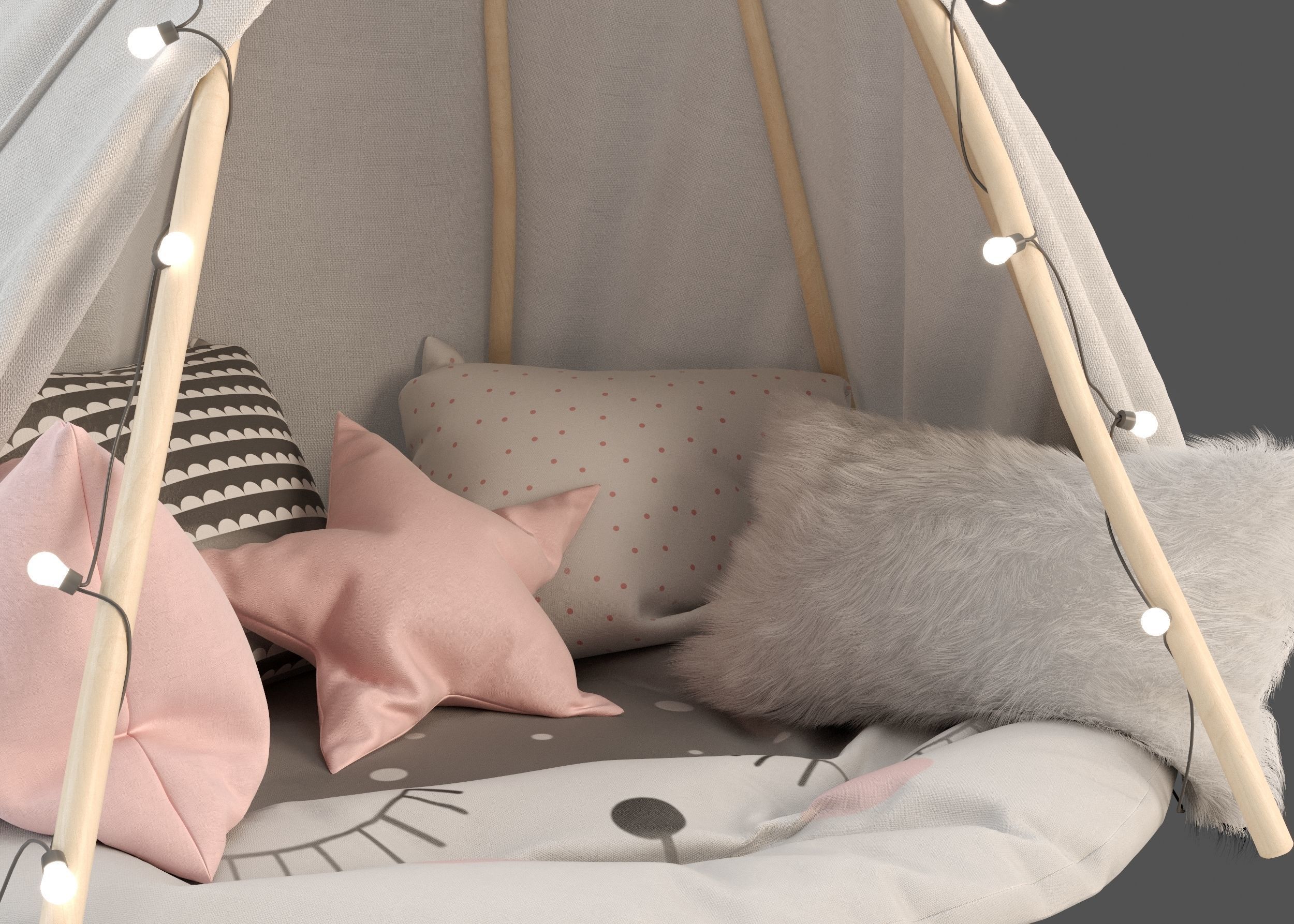 Kids Teepee 3D model_4