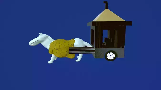 Low-Poly Chariot For Game Engine Low-poly 3D model