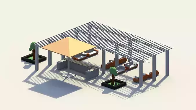 Low Poly Holiday Summer Bar