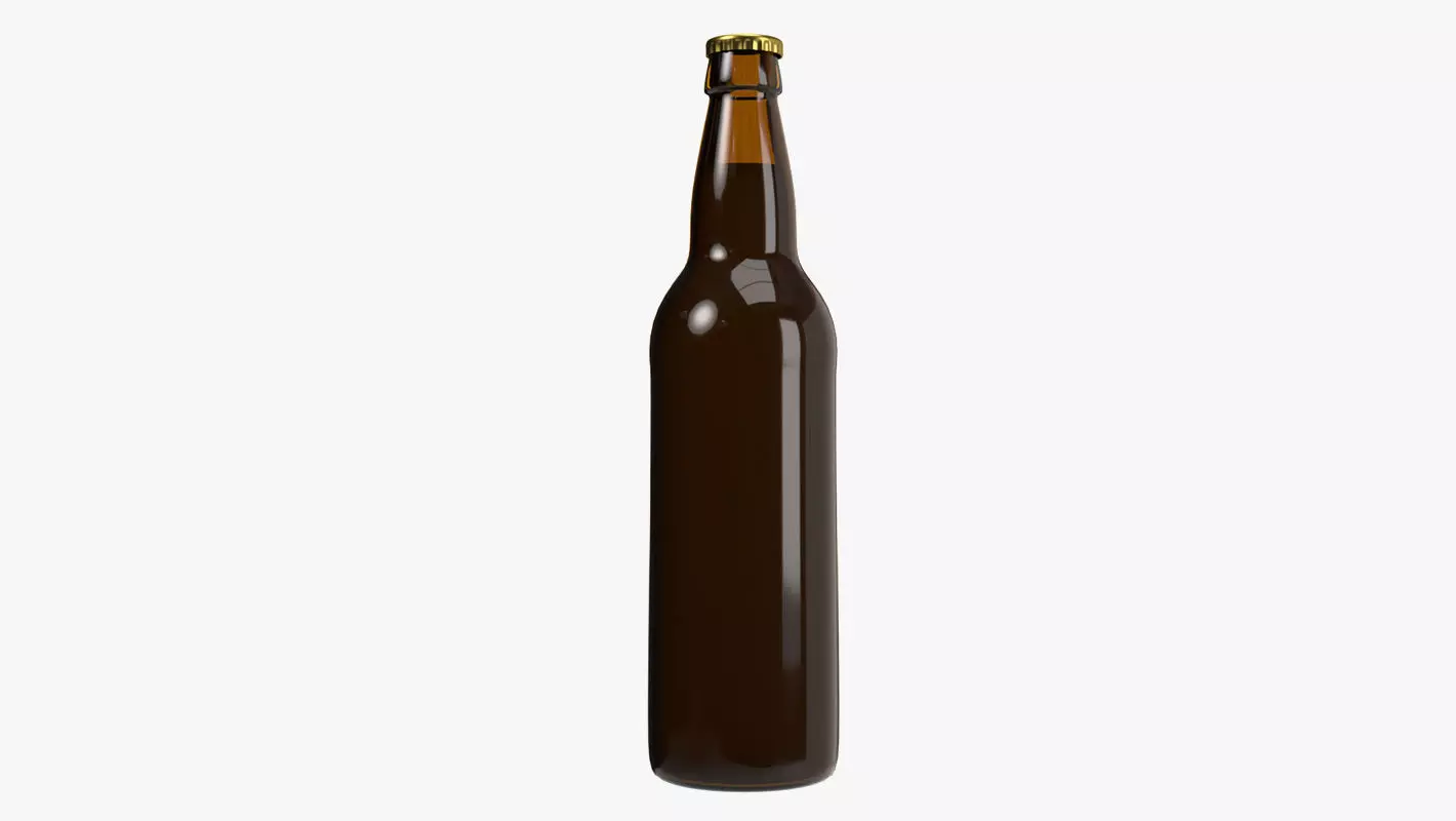 Beer bottle brown 02 3D model