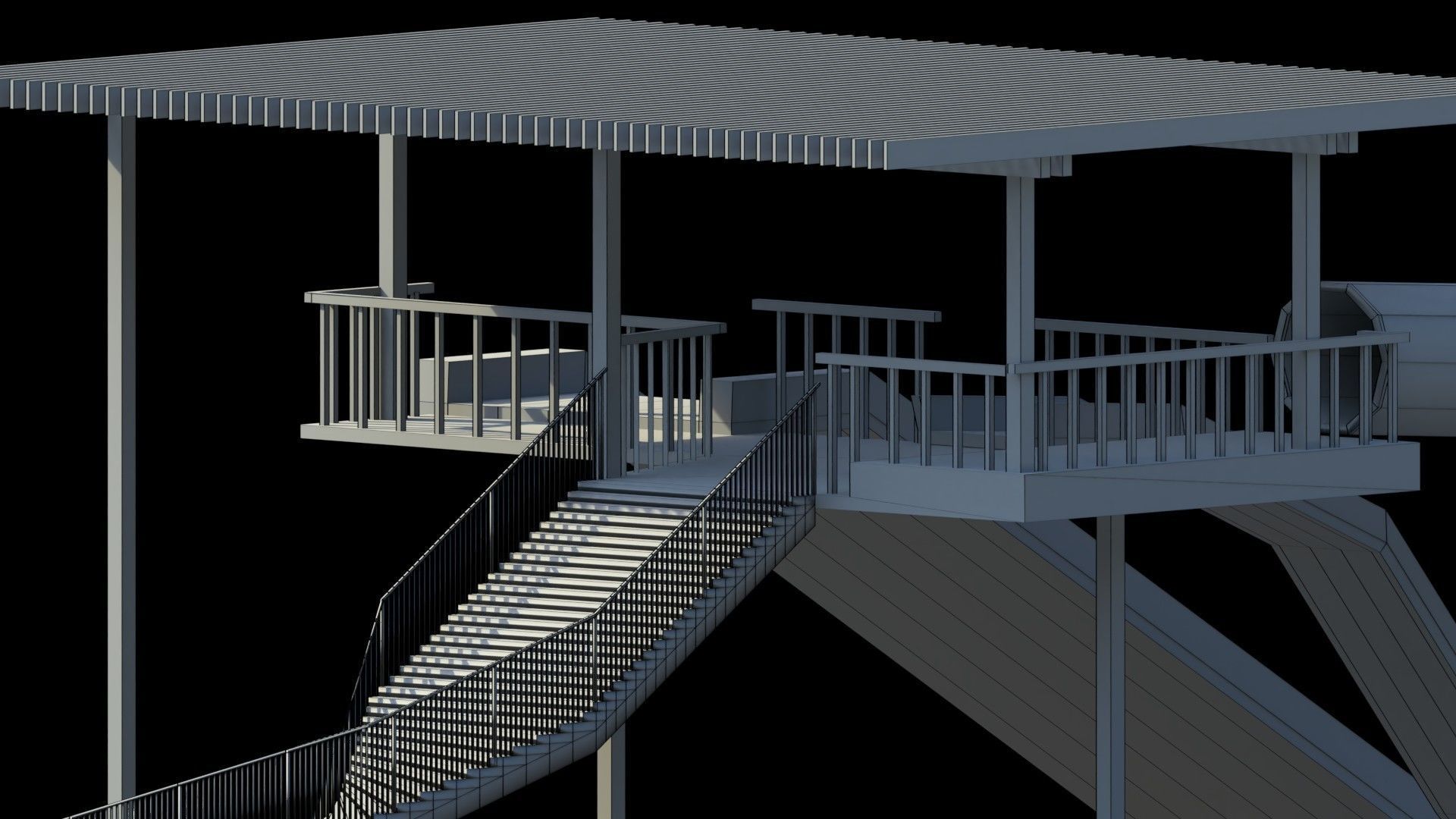 Low Poly Water Slides Low-poly 3D model_2