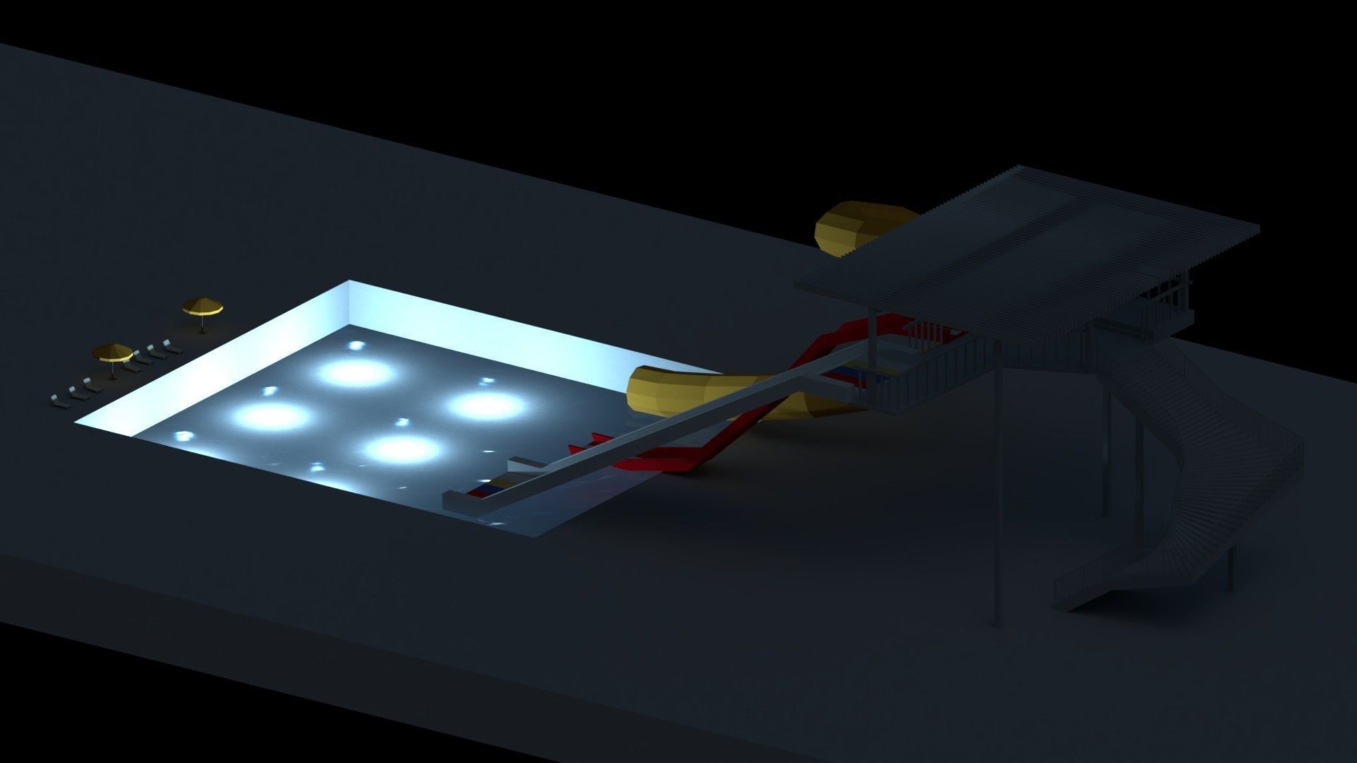 Low Poly Water Slides Low-poly 3D model_9