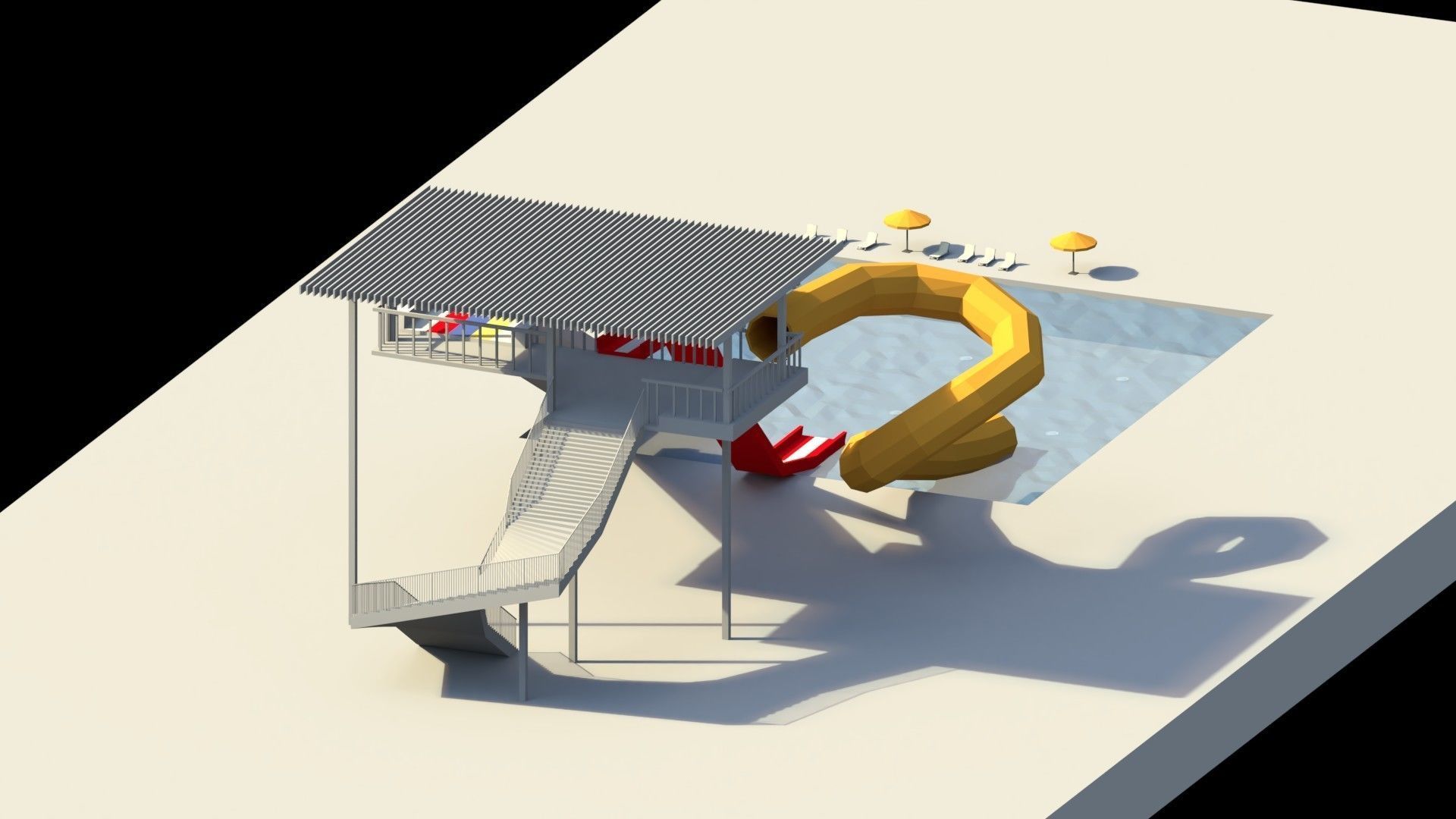 Low Poly Water Slides Low-poly 3D model_6