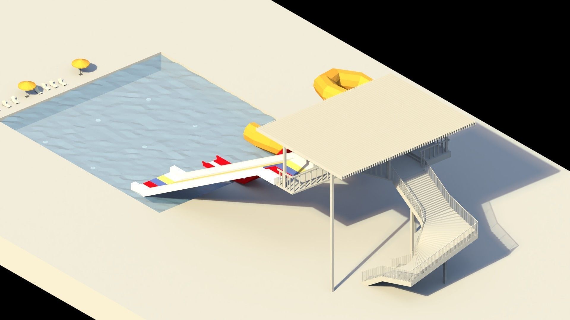 Low Poly Water Slides Low-poly 3D model_5