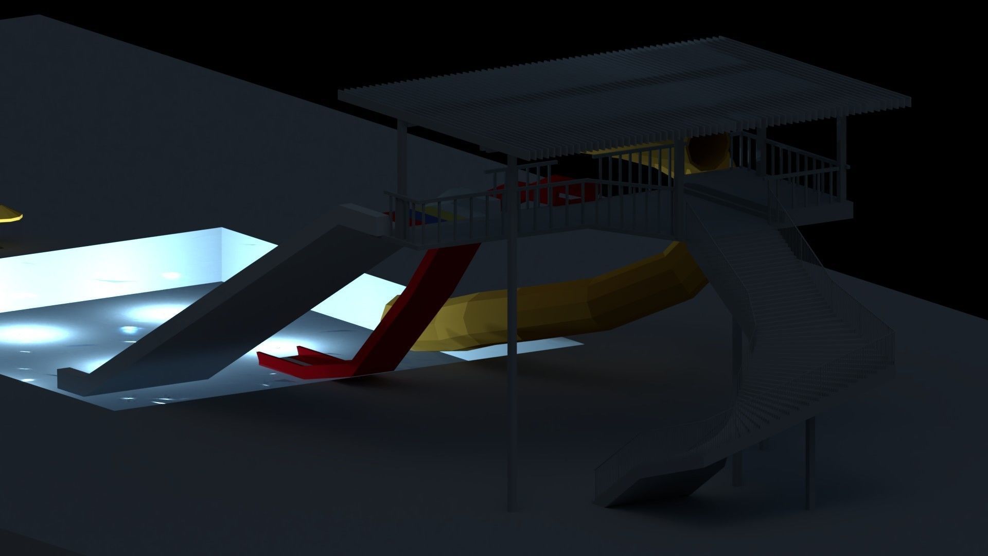 Low Poly Water Slides Low-poly 3D model_11