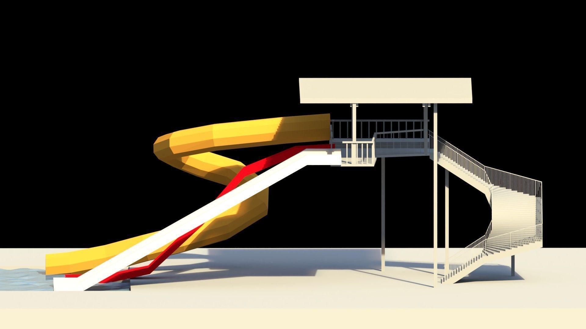 Low Poly Water Slides Low-poly 3D model_8