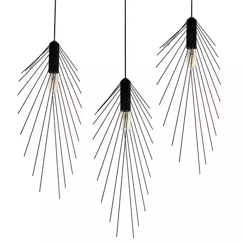 Untitled three pendant lights hanging from rod