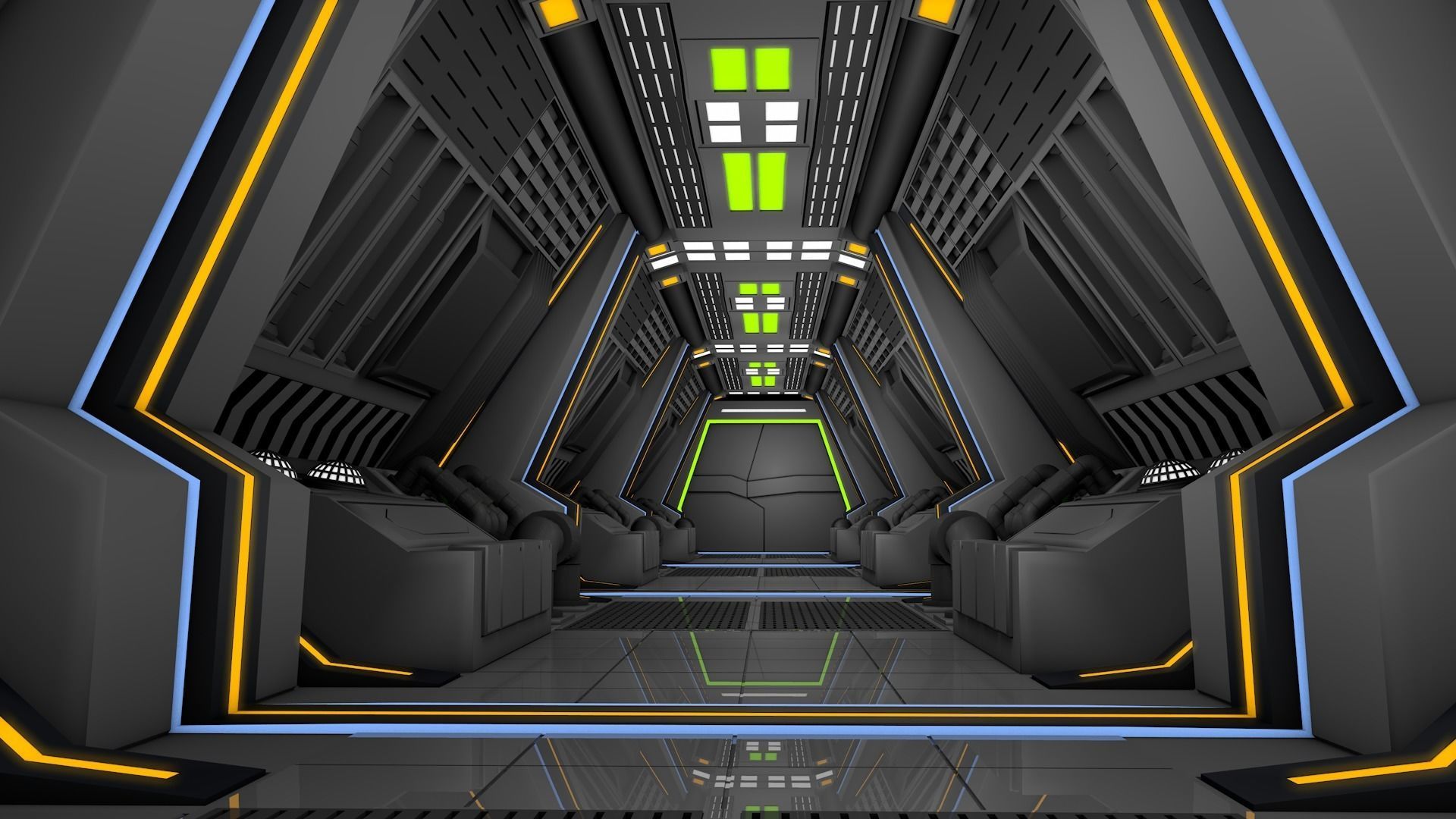 Sci Fi Corridor 3D model_2