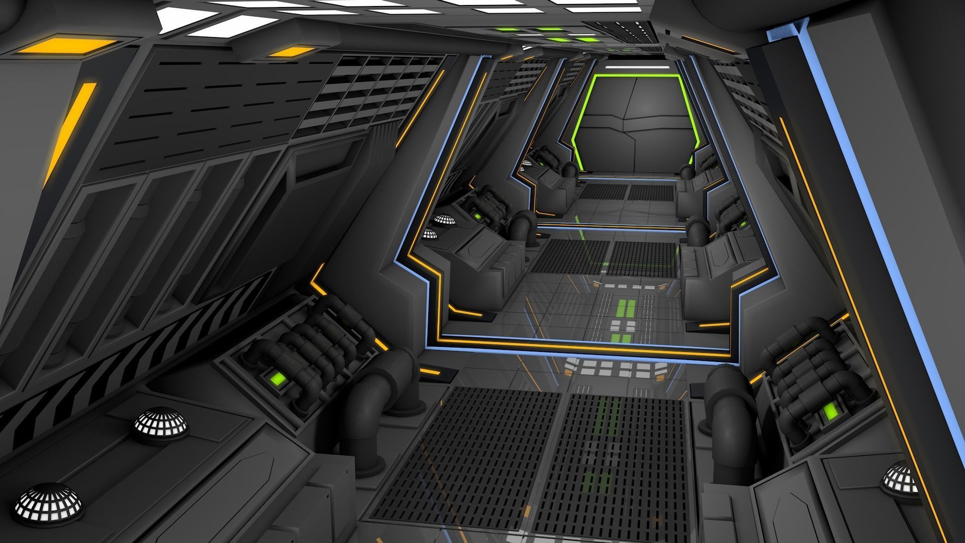 Sci Fi Corridor 3D model_4