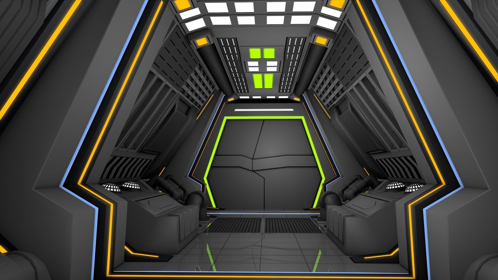 Sci Fi Corridor 3D model_1
