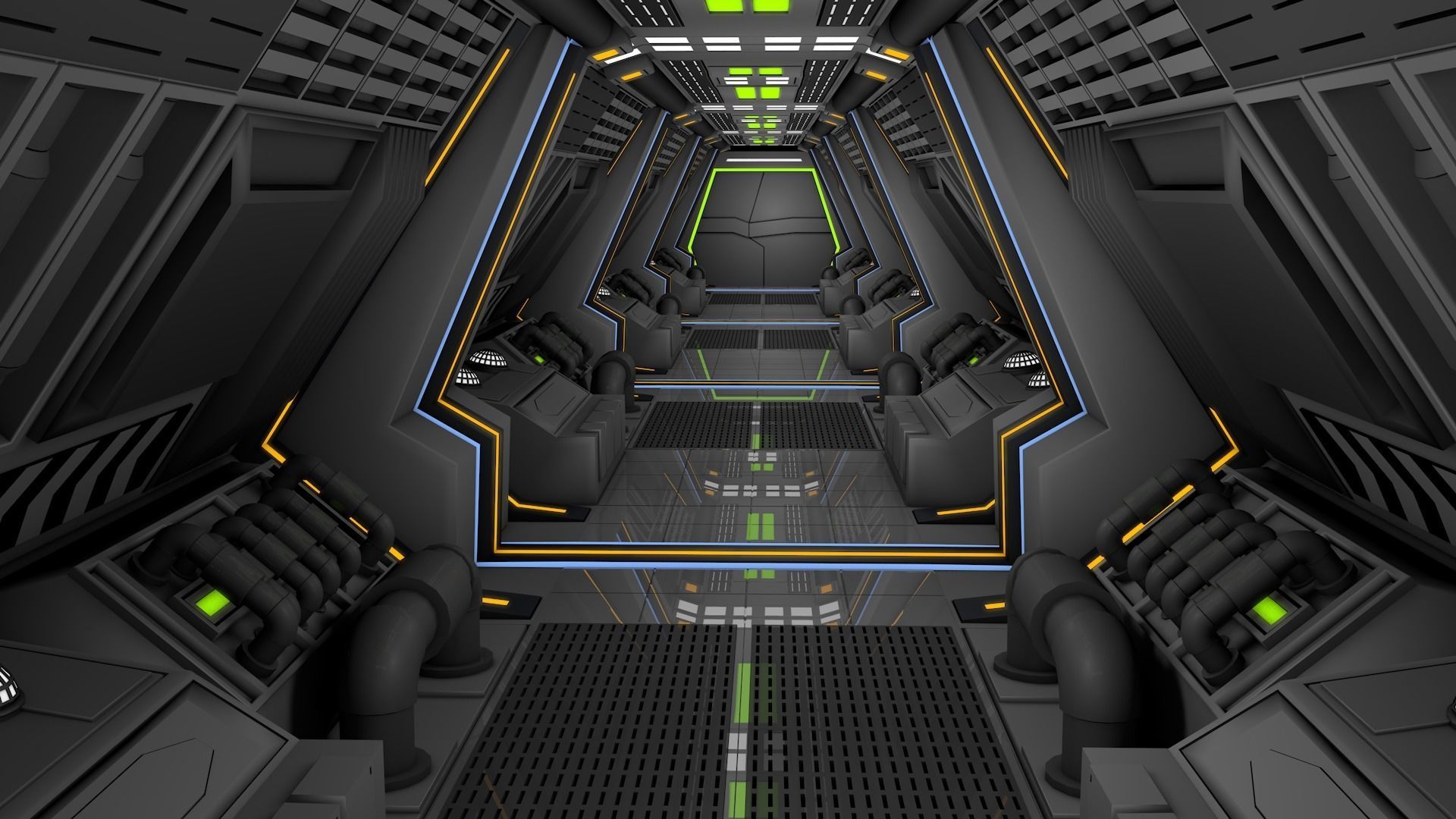 Sci Fi Corridor 3D model_3