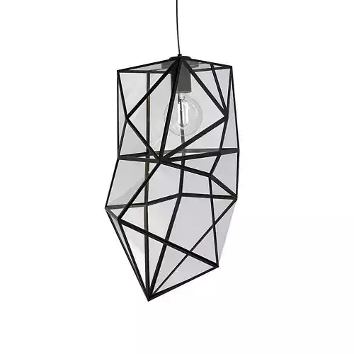 Untitled geometric pendant light made of glass and metal