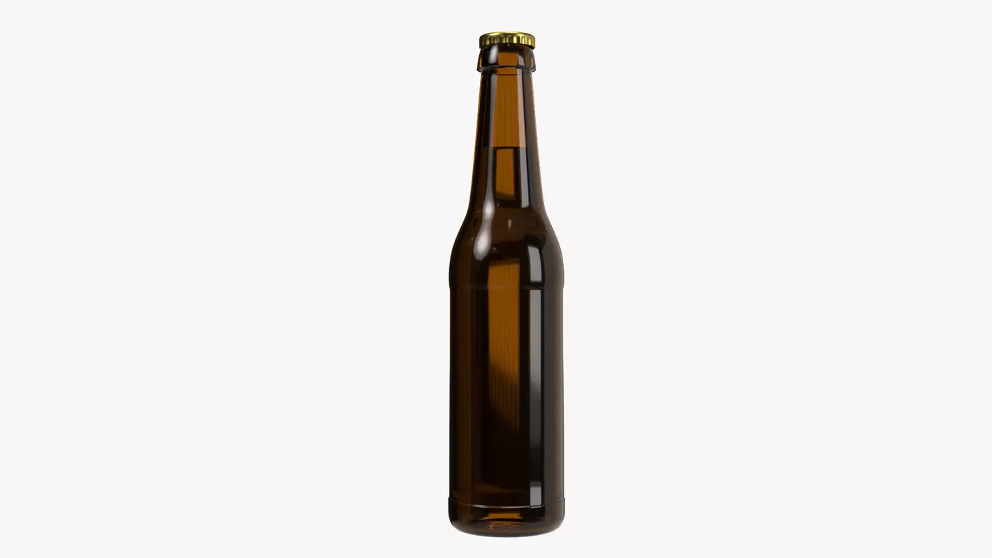 Beer bottle brown 03 3D model_0