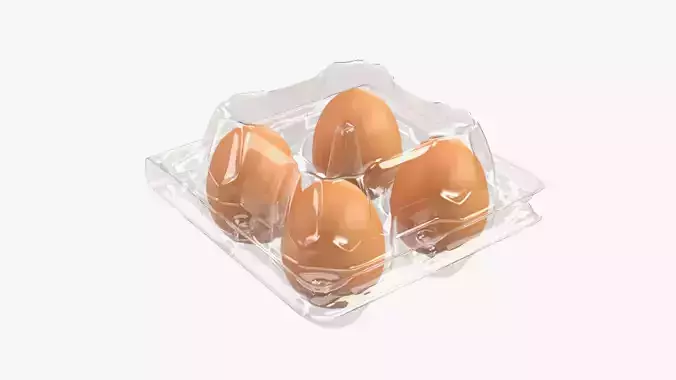 Egg food plastic package 4 eggs 3D model