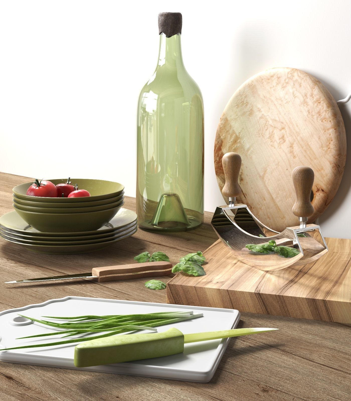 Kitchenware with Vegetables 3D model_2