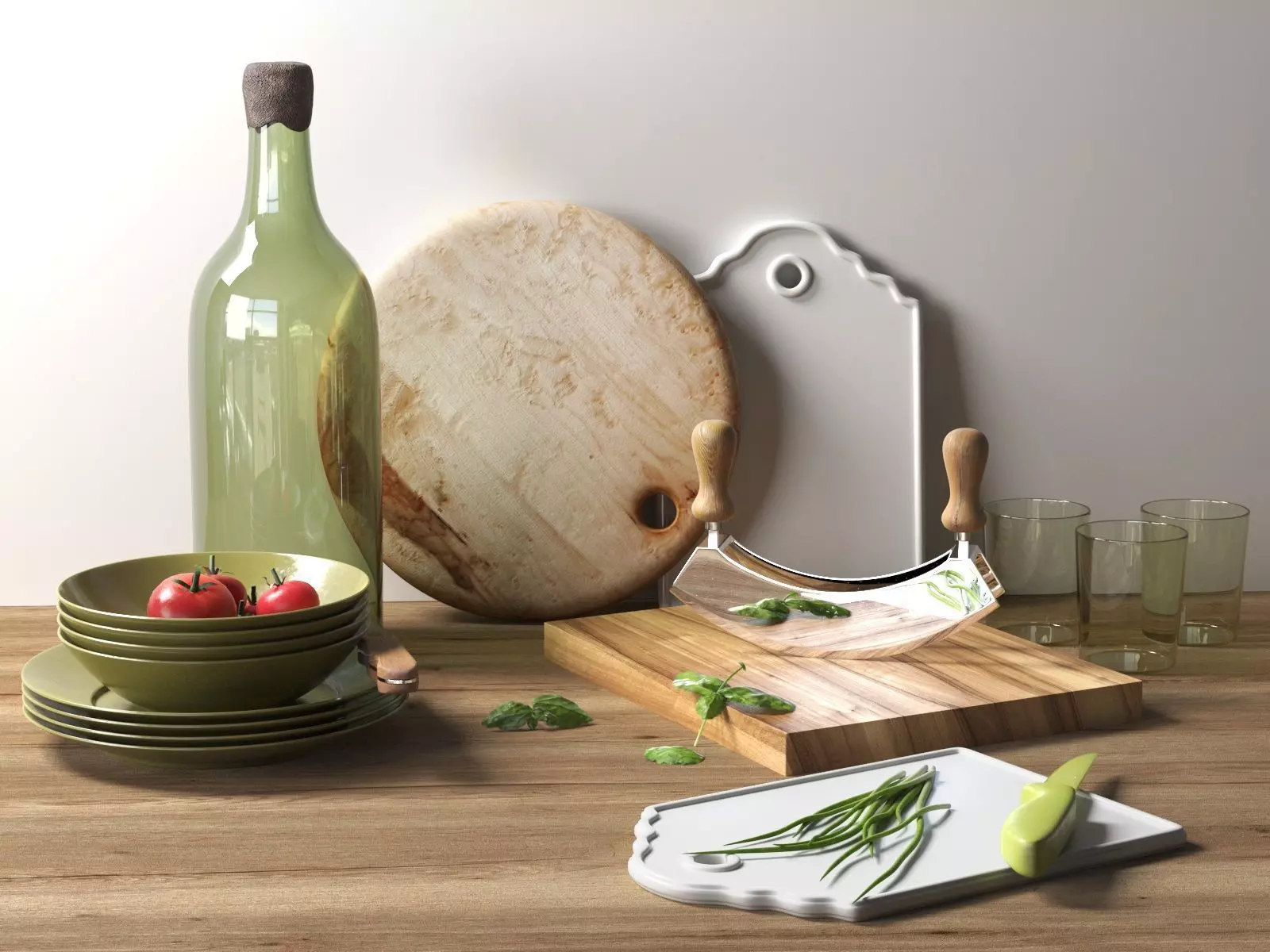 Kitchenware with Vegetables 3D model_0